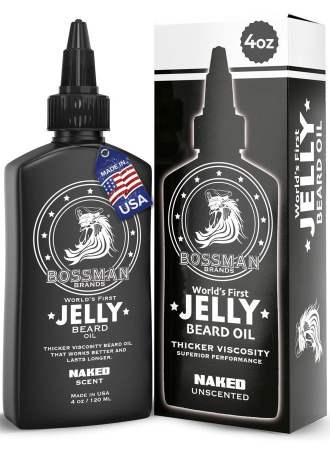 bossman Beard Oil Jelly (4oz) - Organic Men Christmas Gifts - Beard Growth Softener, Moisturizer Lotion Gel with Natural Ingredients - Beard Growing Product (Naked Scent) - Image 1